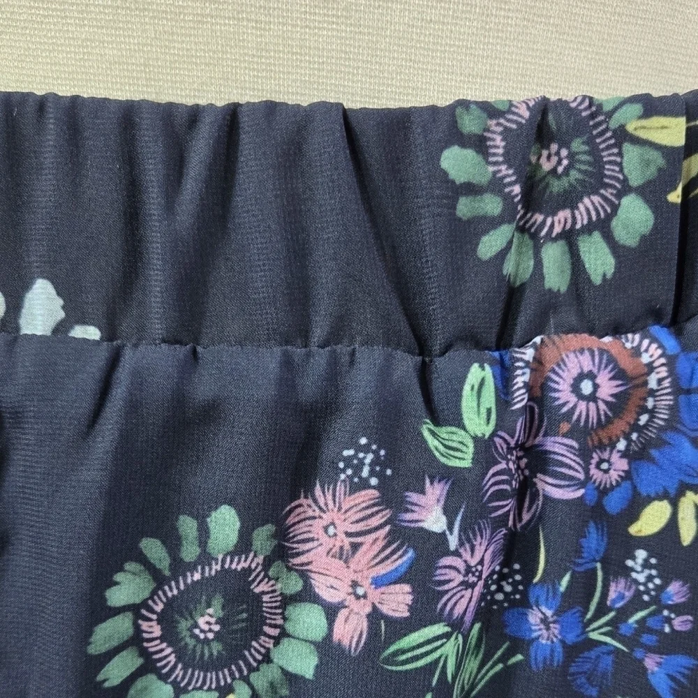 Eloquii NWT Navy Blue Floral Circle Skirt Contrast Trim Lined Flowy Romantic
